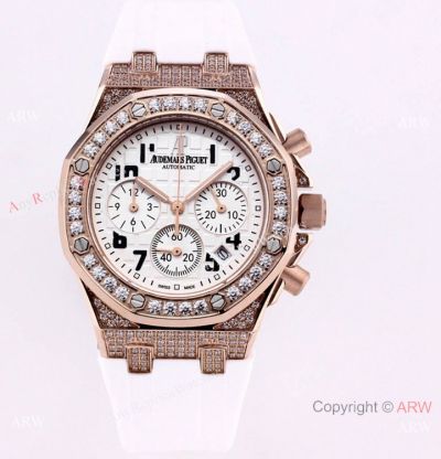 Bust Down Audemars Piguet ROO Ladies watch Rose Gold Arabic Dial